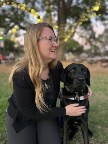 Lindsay and her guide dog Eve