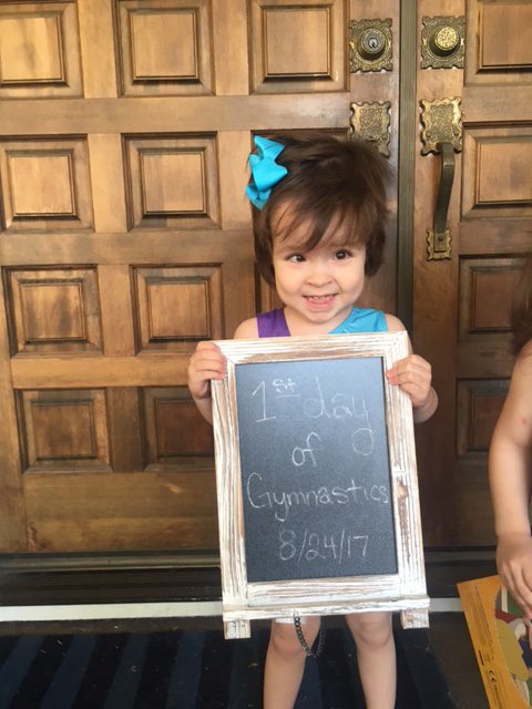 Taelley today heading to her first day of gymnastics