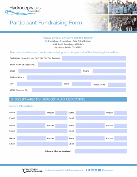 Offline WALK donation form